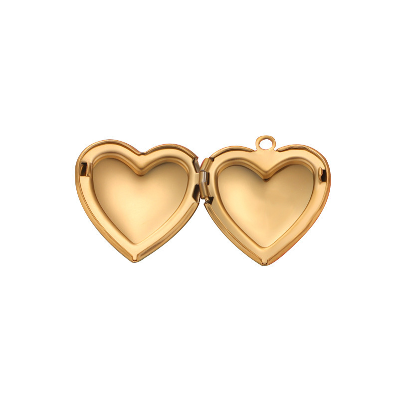 Wholesale Mirror Polished Stainless Steel Frame Locket Picture Box Heart Charms for DIY Sweethearts Jewelry Accessories