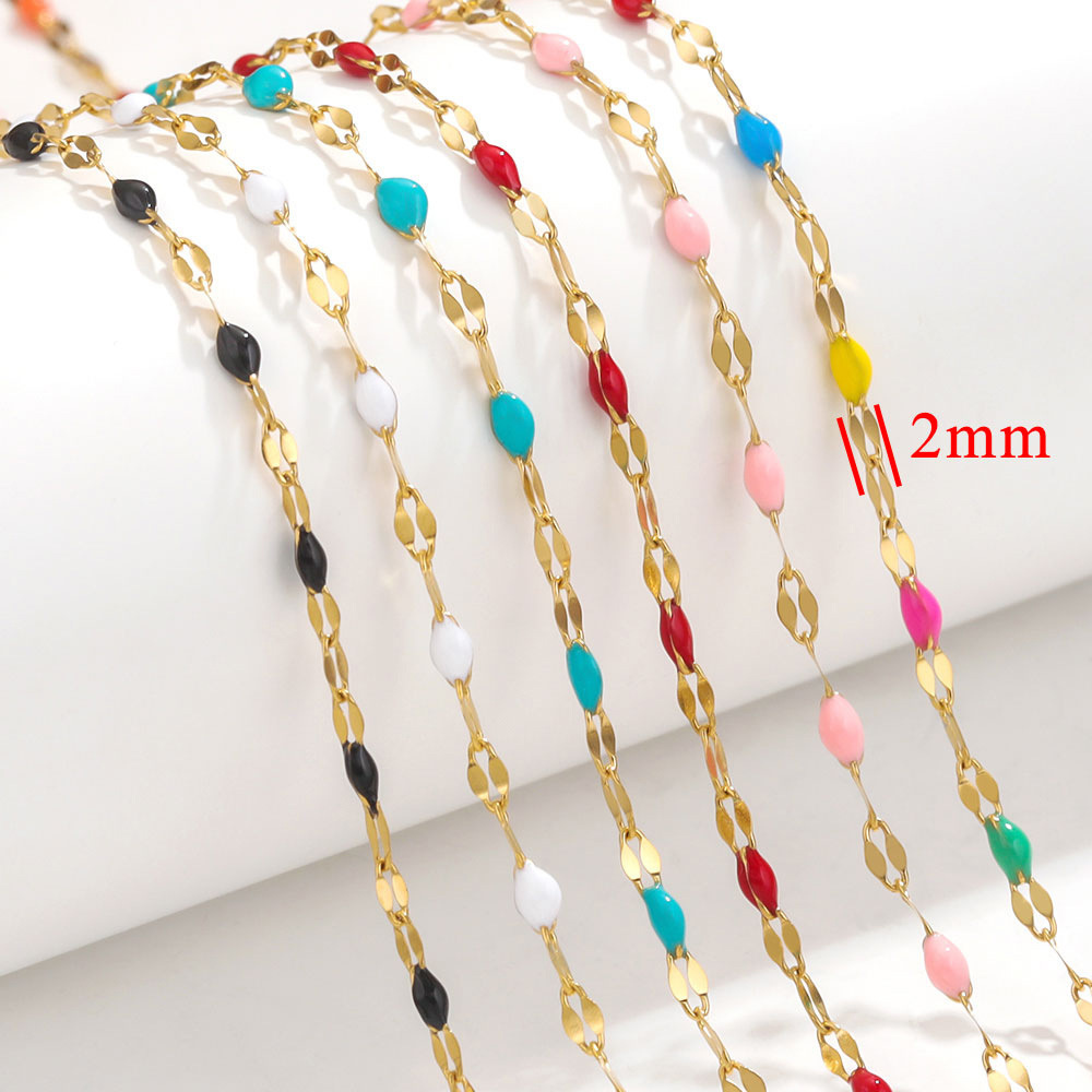 Stainless Steel Gold Enamel Drip Oil Chain for DIY Making Bracelet Necklace Jewelry Lip Bulk Chain