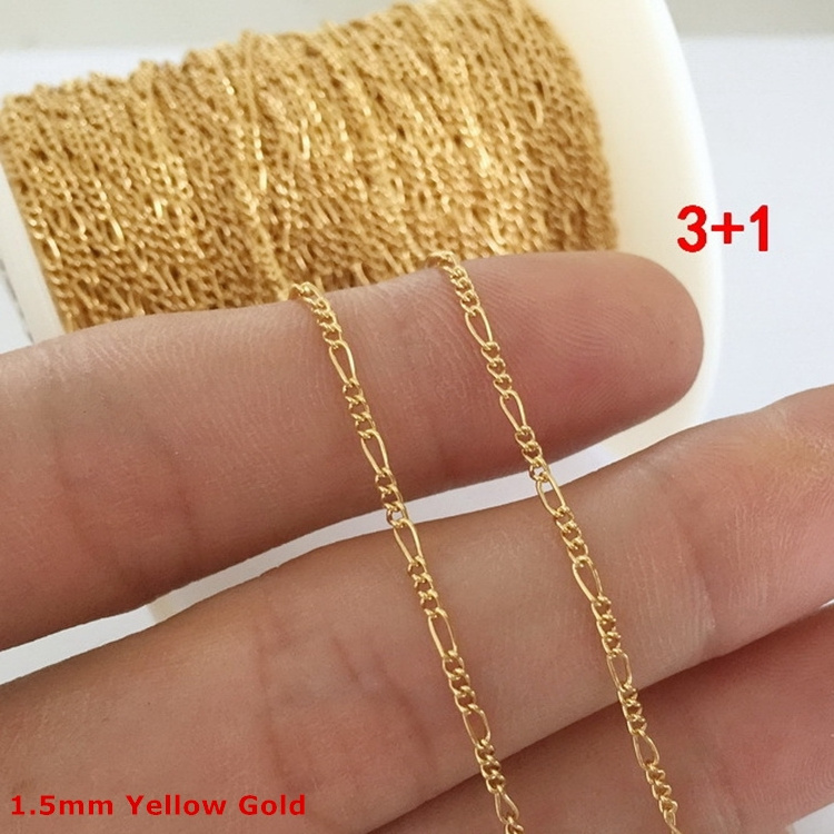 Hot sale gold filled 3+1 figaro chain 1.5mm 2.4mm for bracelet necklaces women jewelry making