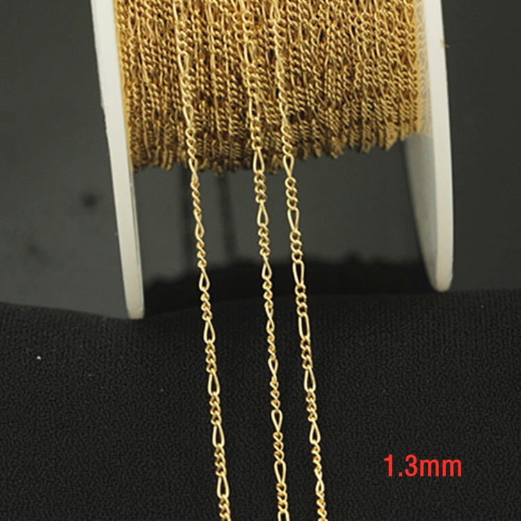 Hot sale gold filled 3+1 figaro chain 1.5mm 2.4mm for bracelet necklaces women jewelry making