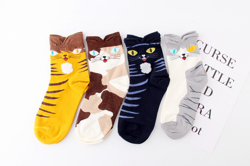 Autumn Winter Plush Coral Velvet Socks Women's Mid-barrel Socks Cat Claws Cute Thickened Warm Sleep Socks