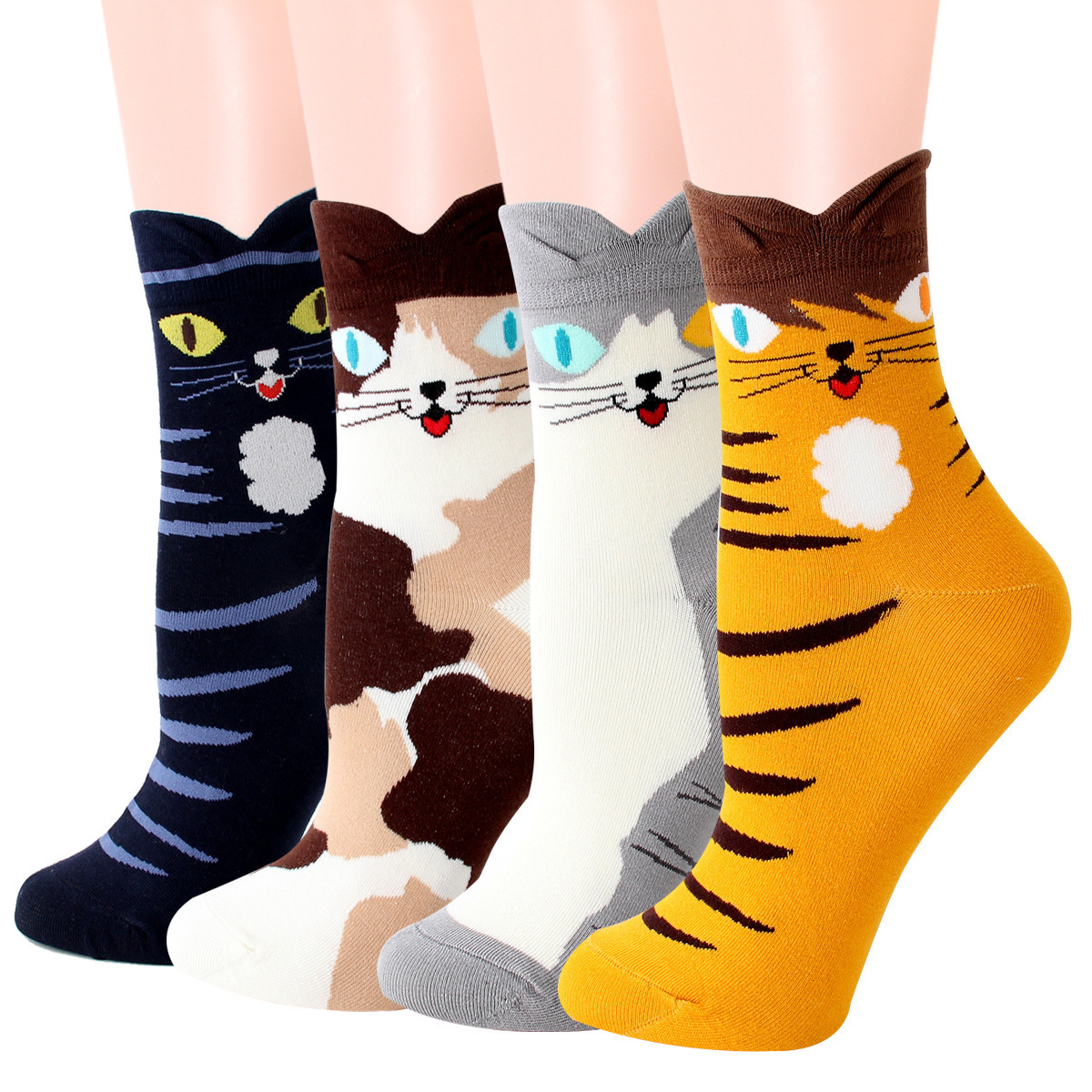 Autumn Winter Plush Coral Velvet Socks Women's Mid-barrel Socks Cat Claws Cute Thickened Warm Sleep Socks