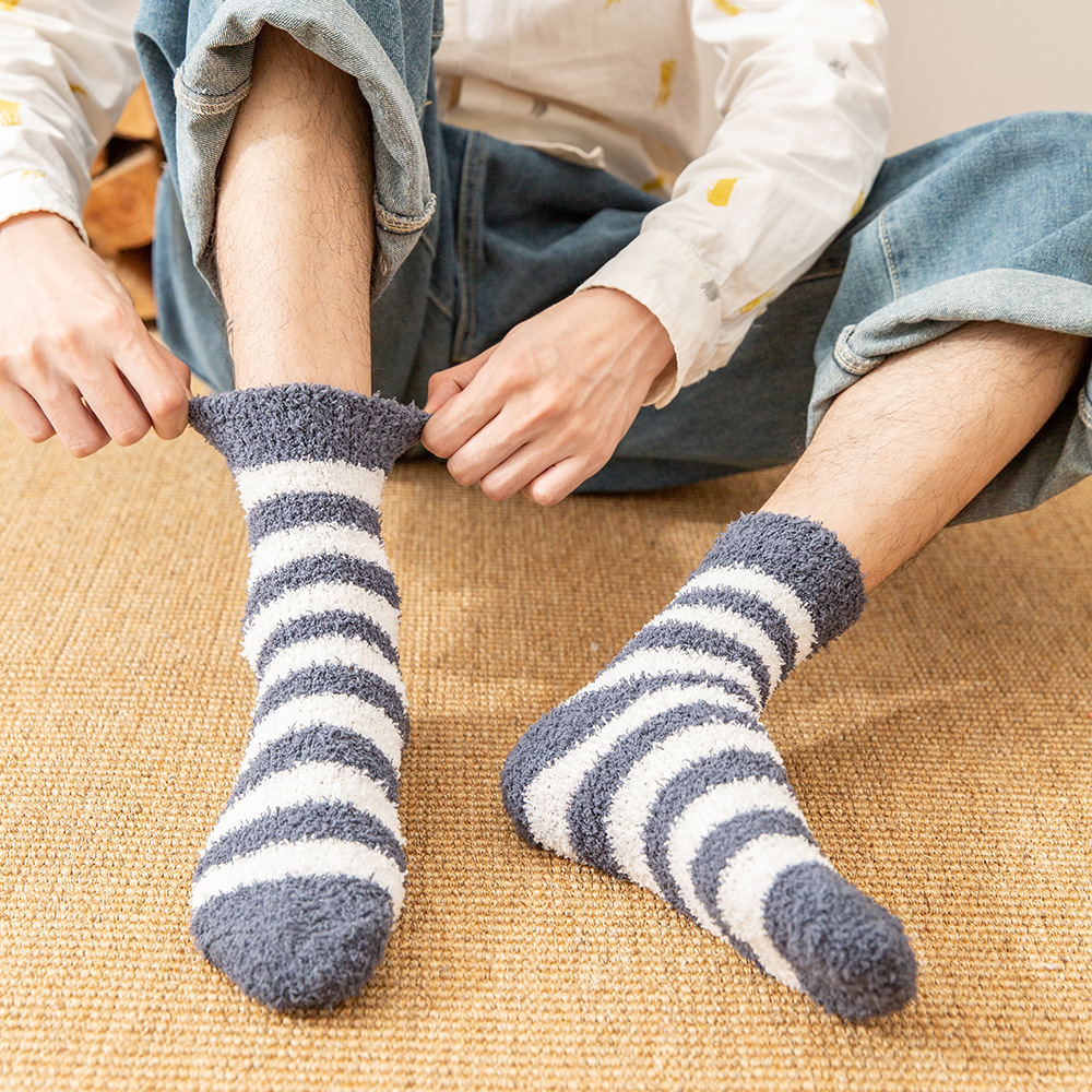 fuzzy socks warm cozy fluffy socks stripe design ready to ship men socks