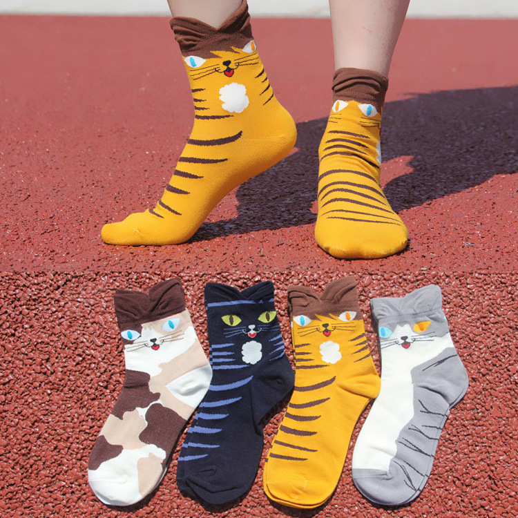 Autumn Winter Plush Coral Velvet Socks Women's Mid-barrel Socks Cat Claws Cute Thickened Warm Sleep Socks