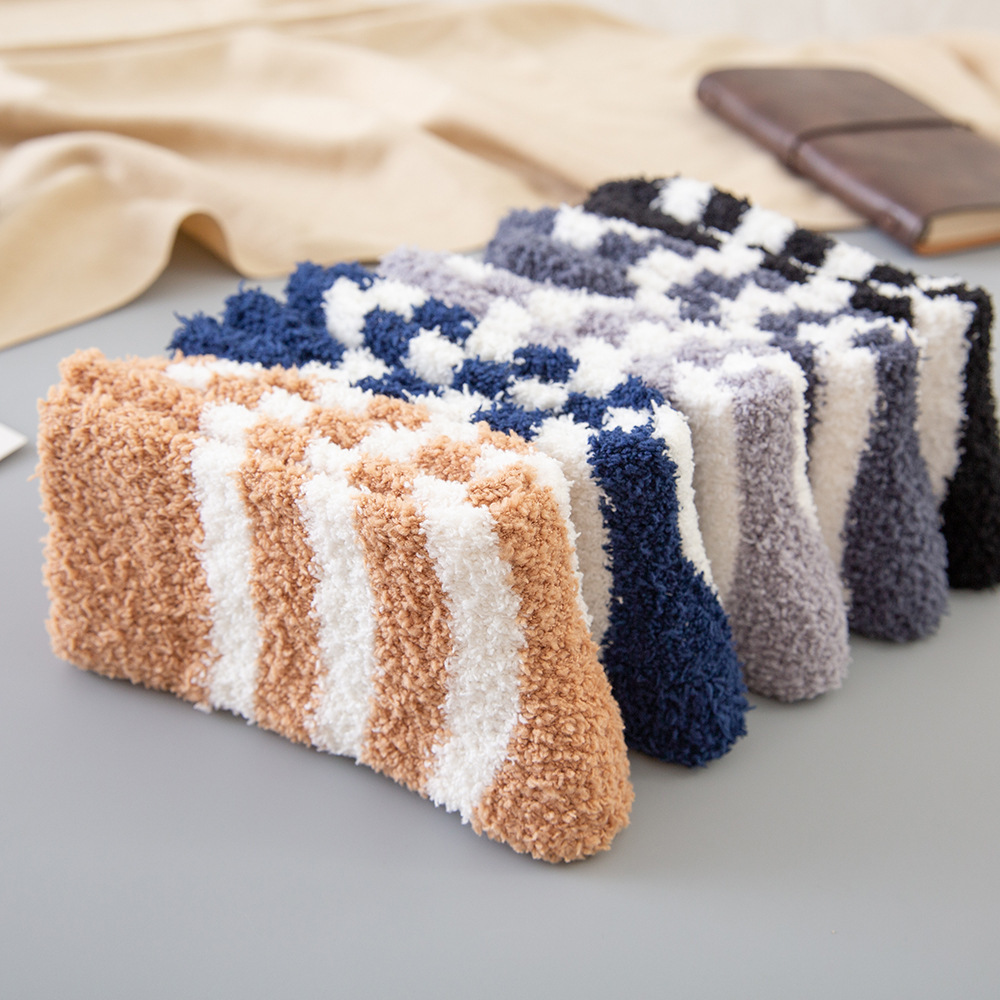 fuzzy socks warm cozy fluffy socks stripe design ready to ship men socks