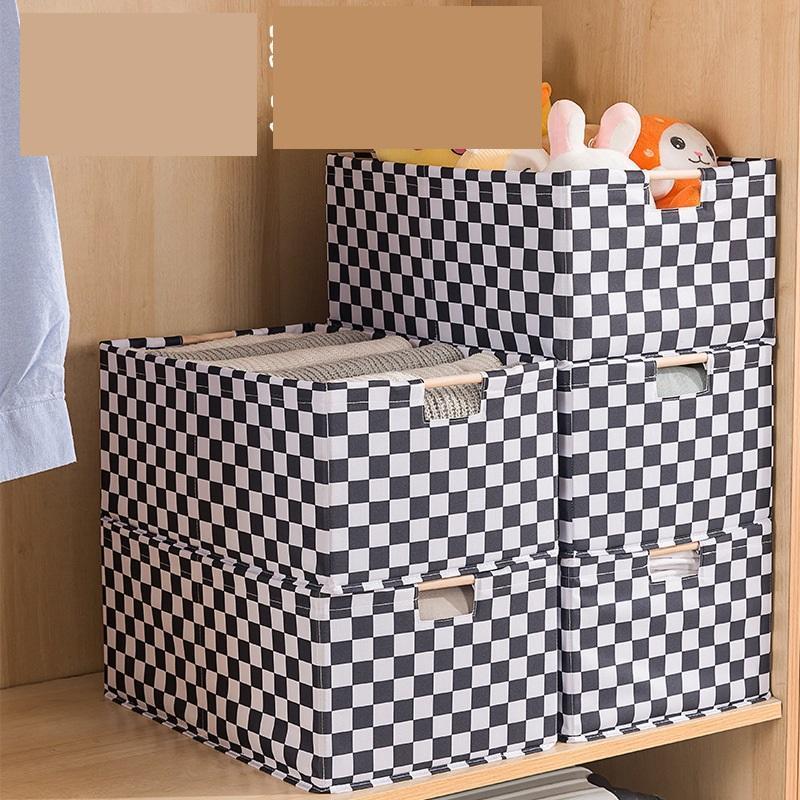 2024 Classic Design Foldable Under Shelf Baskets Linen Polyester Canvas Laundry Basket Shelves Closet Bins For Sundries