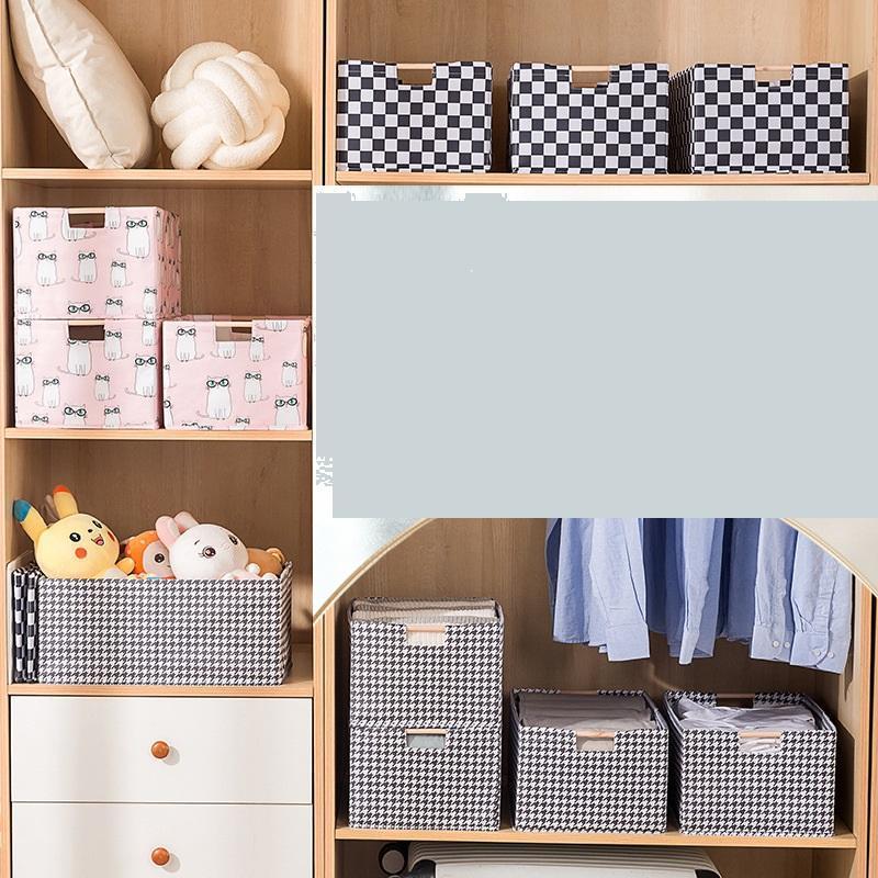 2024 Classic Design Foldable Under Shelf Baskets Linen Polyester Canvas Laundry Basket Shelves Closet Bins For Sundries