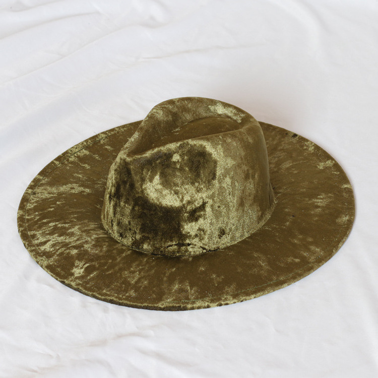 High End Velvet Fedora Hat Wholesale Flat Wide Brim Mexican Panama hat