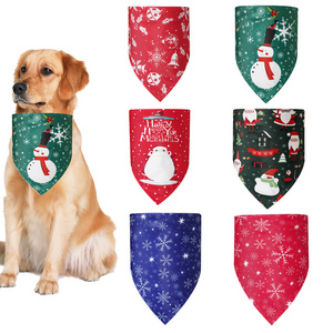 High quality cotton dog bandanas pattern digital printing pet dog triangle christmas bandanas for pets