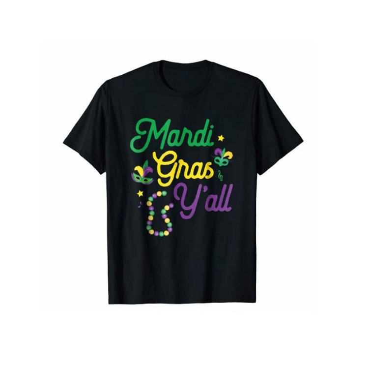 Custom logo heavy cotton mardi gras t-shirt