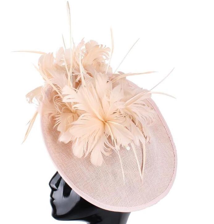 Wholesale ladies church hat with feather fashion church ladies hats In stock ladies fancy church hats