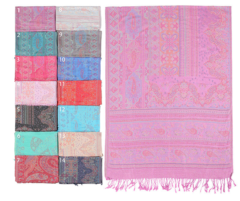 Wholesale woven viscose paisley design cotton pashmina Women Wrap Shawl tassels fashion hijab scarf