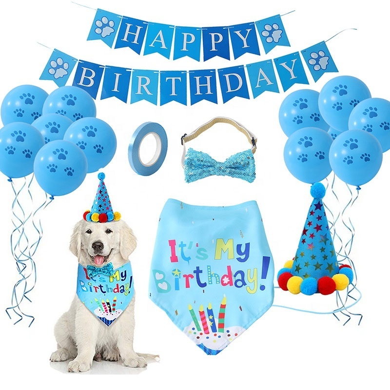 Cat Dog Birthday Party Decorations Puppy Birthday Bandana Hats Bow Ties Small Animals Pet Party Accessories