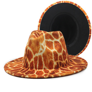 Animal Print Fedora Hats Wholesale Flat Hard Wide Brim Mexican Panama hat