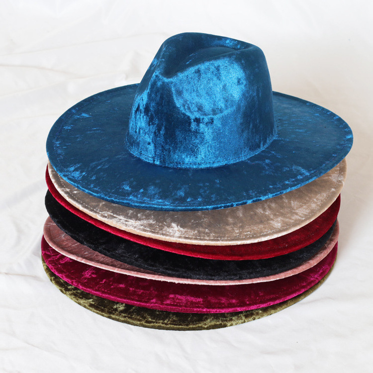 High End Velvet Fedora Hat Wholesale Flat Wide Brim Mexican Panama hat