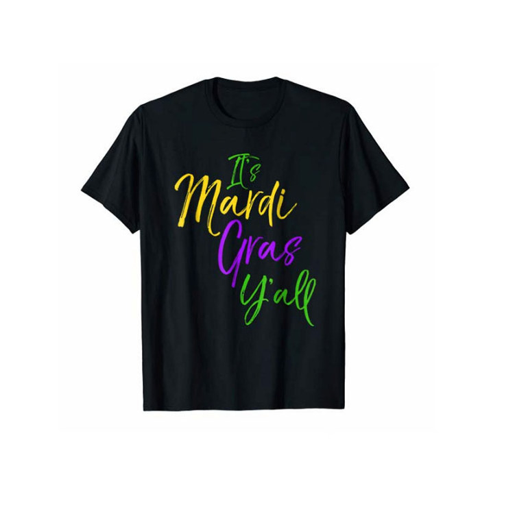 Custom logo heavy cotton mardi gras t-shirt