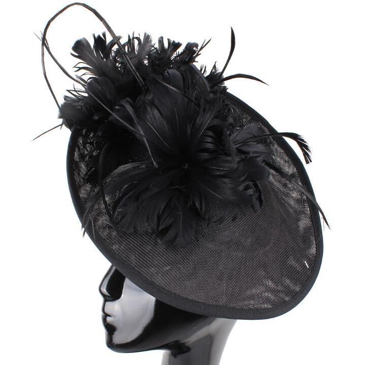 Wholesale ladies church hat with feather fashion church ladies hats In stock ladies fancy church hats