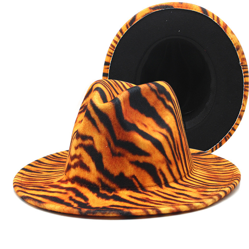 Animal Print Fedora Hats Wholesale Flat Hard Wide Brim Mexican Panama hat