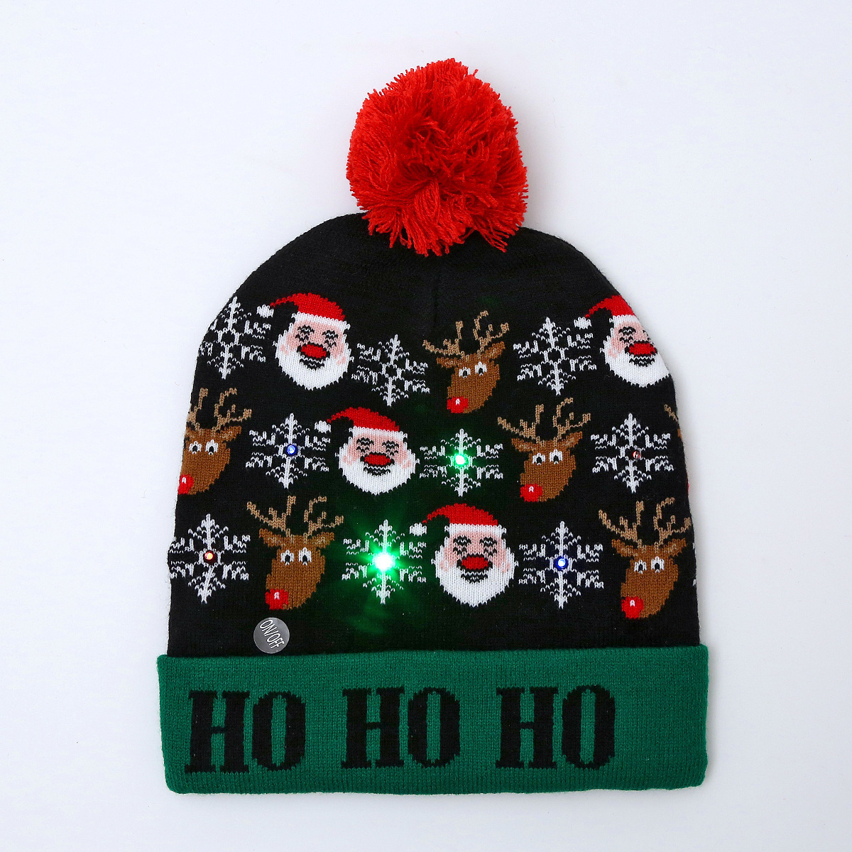 Hot-selling LED Light-Up 3 Flash Full Acrylic Knitted Hat Unisex Warm Winter Christmas Beanies for Adults Kids Style Plush