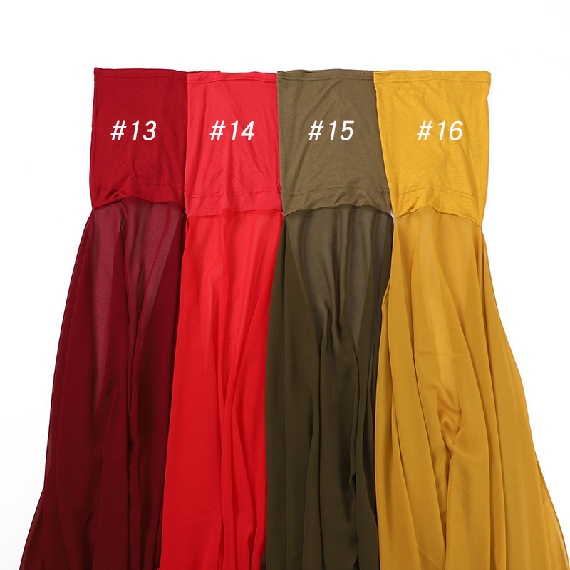 High Quality Thicker Weight 180gsm Plain Color Black Long Scarf Chiffon Material