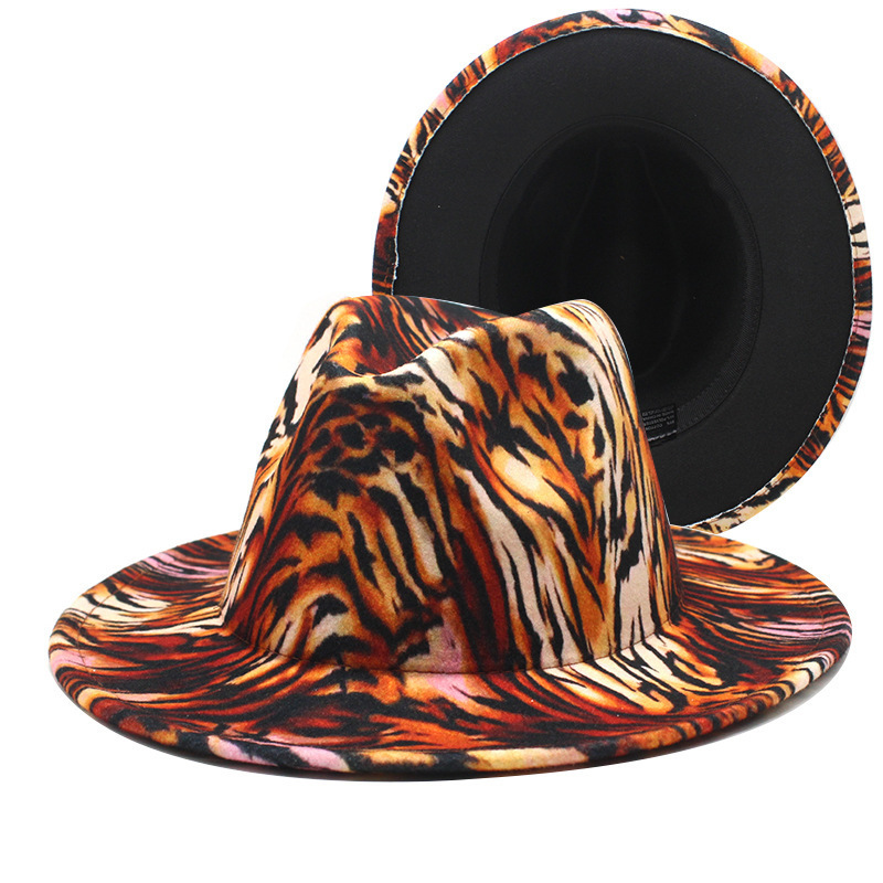 Animal Print Fedora Hats Wholesale Flat Hard Wide Brim Mexican Panama hat