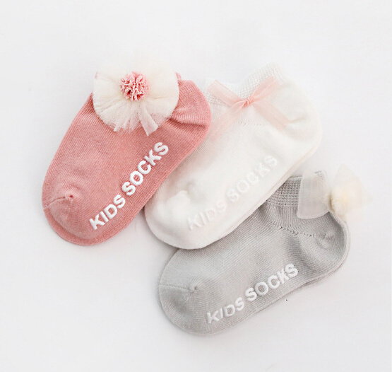 high quality Organic cotton  non slip baby socks with lace toddler gripper princess socks