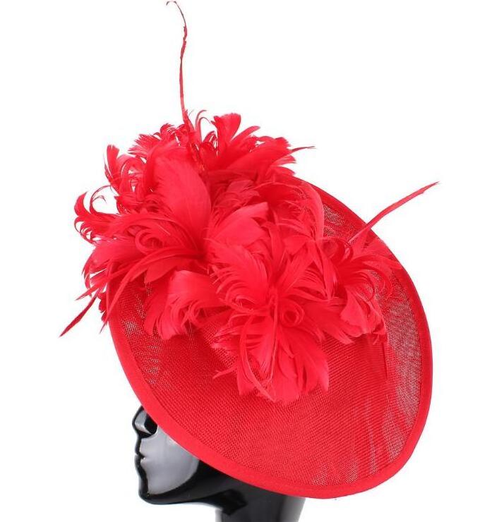 Wholesale ladies church hat with feather fashion church ladies hats In stock ladies fancy church hats