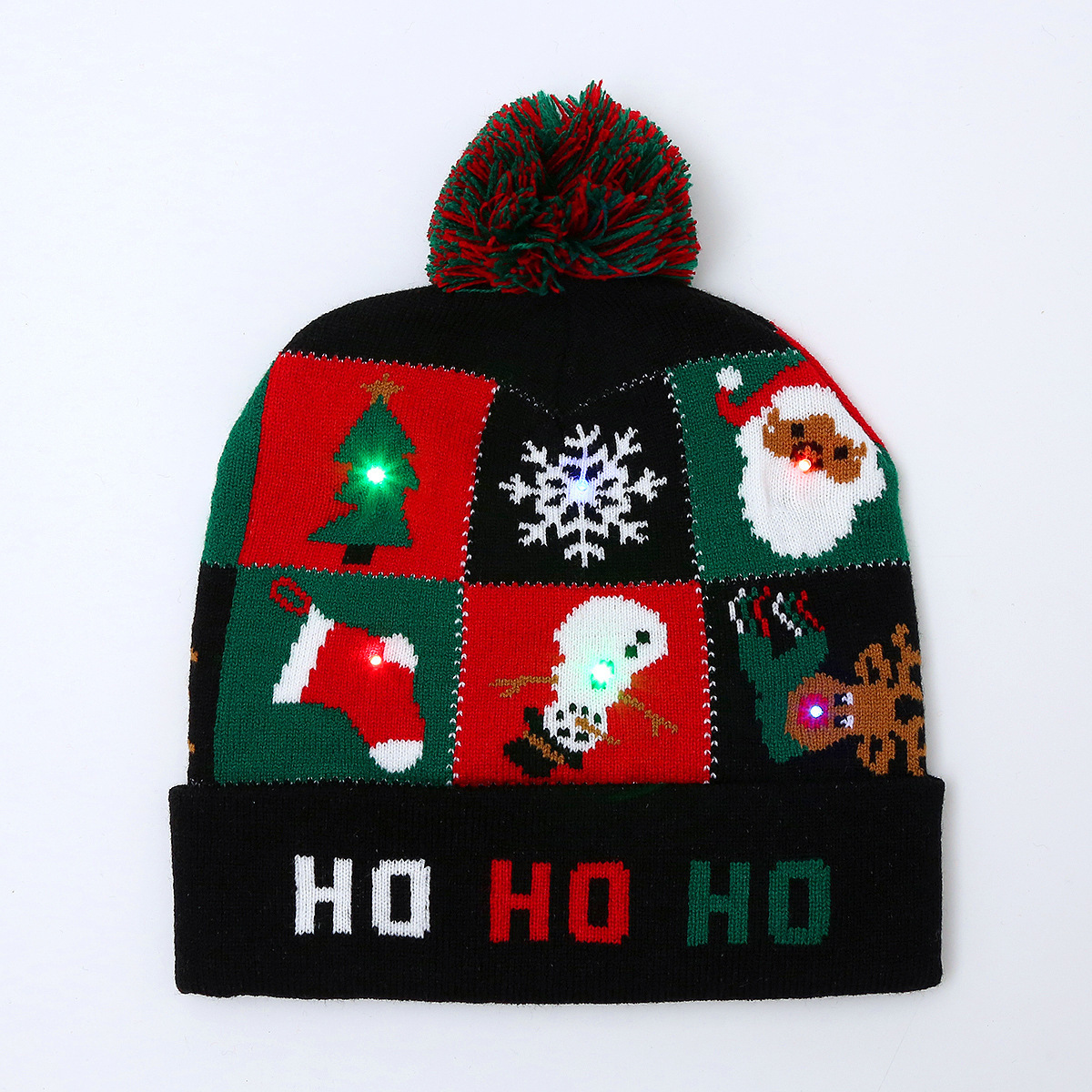 Hot-selling LED Light-Up 3 Flash Full Acrylic Knitted Hat Unisex Warm Winter Christmas Beanies for Adults Kids Style Plush