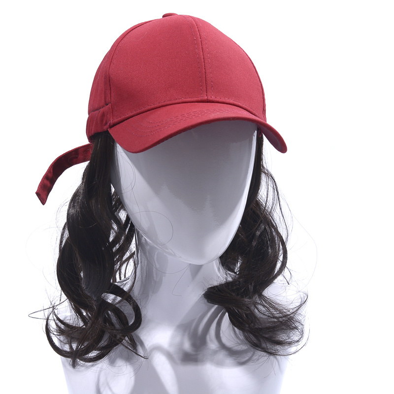 wholesale Baseball Cap with Synthetic Natural Wavy Hair Extensions  Women Wig Adjustable Hats women wig baseball hat