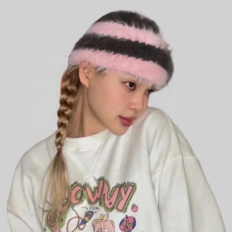 New Arrivals Unisex High Quality Acrylic Beanie Hat Women's Winter Imitation Mink Plush Mohair Striped Beanie