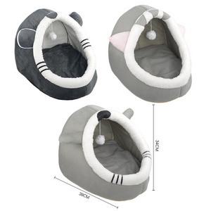 Foldable Cat House Tent with Cushioned Pillow Washable Indoor Cat Bed Cave for Kittens Small Pets with Non-Slip Bottom Pet Beds