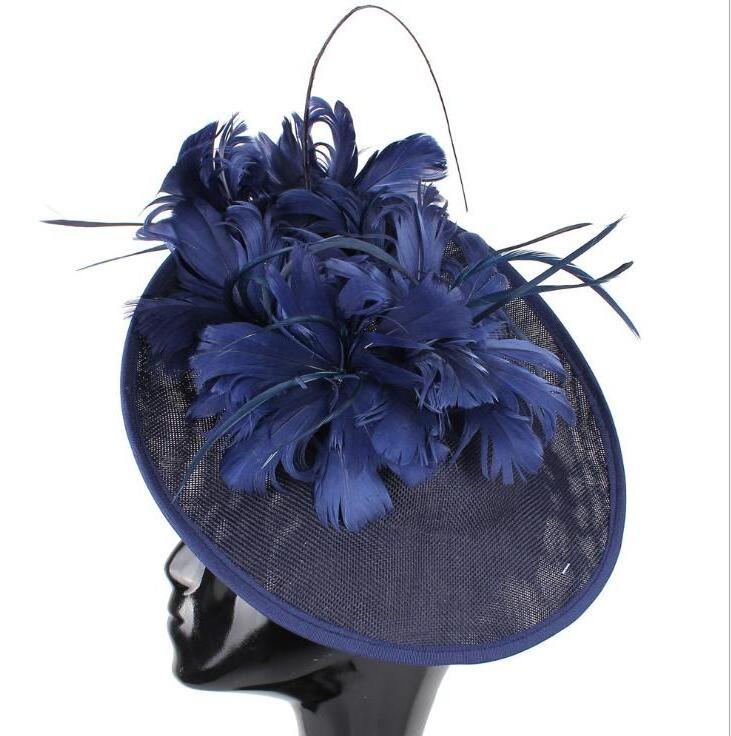 Wholesale ladies church hat with feather fashion church ladies hats In stock ladies fancy church hats