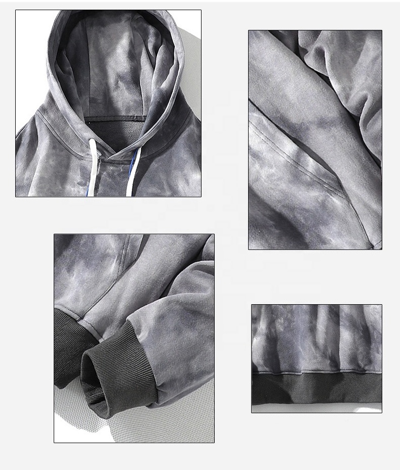 Custom Logo Urban Men Tie Dye Coat Hoodies Autumn Winter Thick Fashion Cotton Hoodie