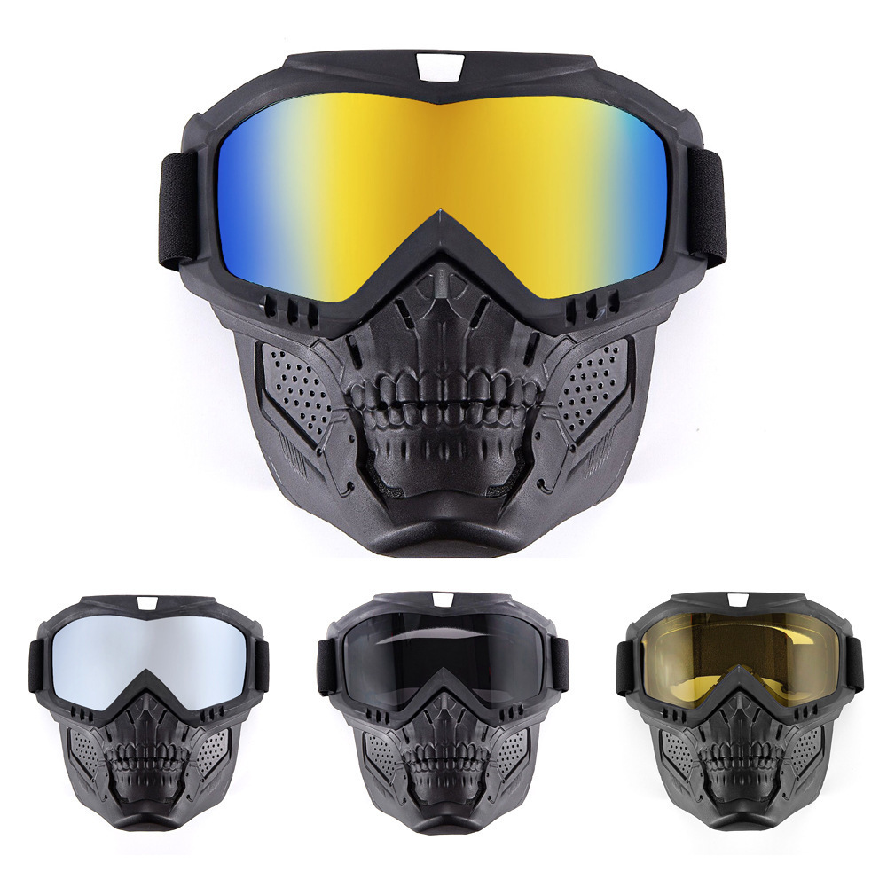 Motorcycle Helmet Goggles With Removable Face Mask ATV Dirt Bike Motocross Eyewear Riding Offroad Goggles