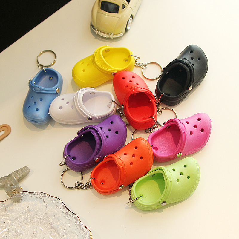 Cute Y2K 3D Mini Slipper Shoes Keychain for Women EVA Beach Hole Little Crocs Shoe Backpack Pendant Bag Keyring Jewelry