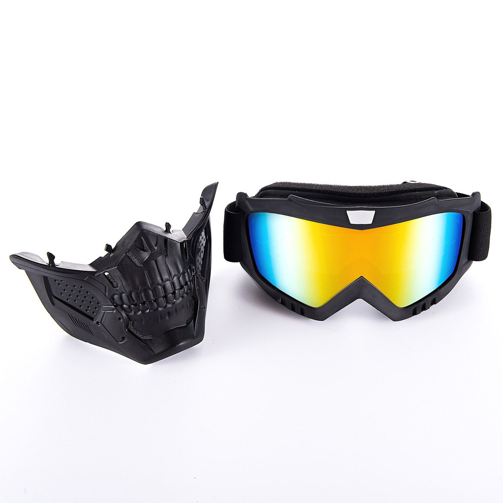 Motorcycle Helmet Goggles With Removable Face Mask ATV Dirt Bike Motocross Eyewear Riding Offroad Goggles