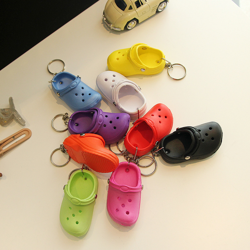 Cute Y2K 3D Mini Slipper Shoes Keychain for Women EVA Beach Hole Little Crocs Shoe Backpack Pendant Bag Keyring Jewelry