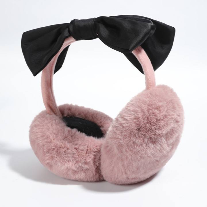 Large hair ball warm Fur earmuffs female soft elastic memory hair band removable ear warmer cover fur headphones