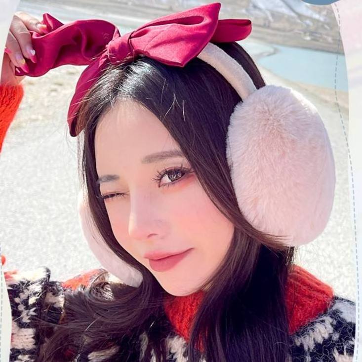 Large hair ball warm Fur earmuffs female soft elastic memory hair band removable ear warmer cover fur headphones