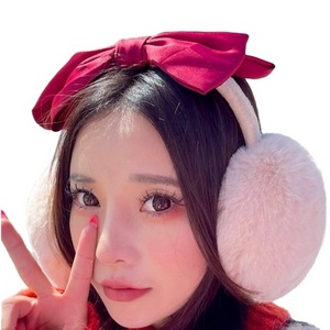 Large hair ball warm Fur earmuffs female soft elastic memory hair band removable ear warmer cover fur headphones