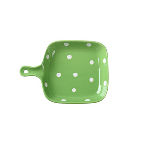 Polka dot single handle ceramic bakeware creative home baking cheese baked rice tray