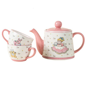 Pink girl Heart afternoon tea tea set creative cartoon water cup cute underglaze color teapot