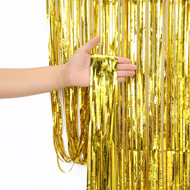 Hot Selling 1*2m Tinsel String Foil Fringe Curtain Shiny Shimmer Party Decoration Metallic Foil Curtain For Party