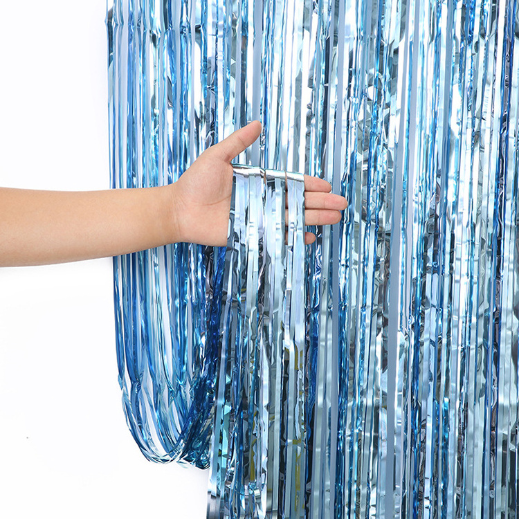 Hot Selling 1*2m Tinsel String Foil Fringe Curtain Shiny Shimmer Party Decoration Metallic Foil Curtain For Party