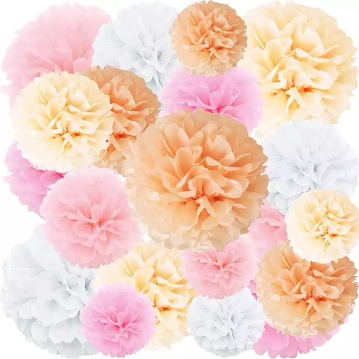 Hanging Flower Balls Graduation Wedding Birthday Bridal Shower Party Decoration Tissue Paper Pompoms For Craft