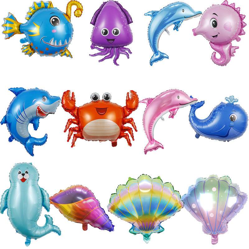 Balloon children birthday fish cartoon kids inflatable toys balls ocean theme party decorations balloon