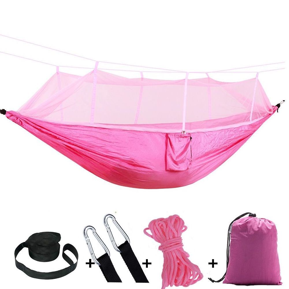 210T Nylon Portable 1-2 Person Portable Outdoor Parachute Camping Nylon Tent Hammock With Mosquito Net