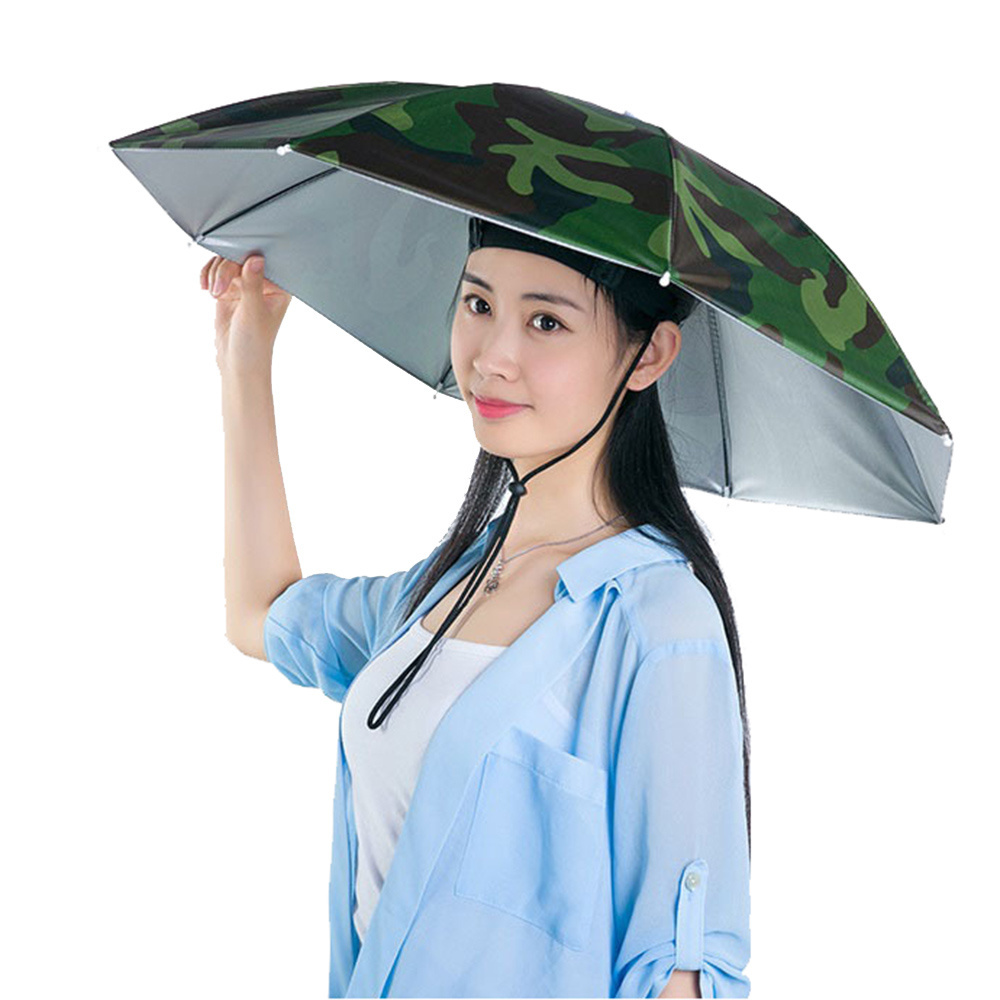 69 cm head Umbrella Hat Headwear Umbrella for Fishing Hiking Beach Camping Head Hats outdoor sun-proof custom logo