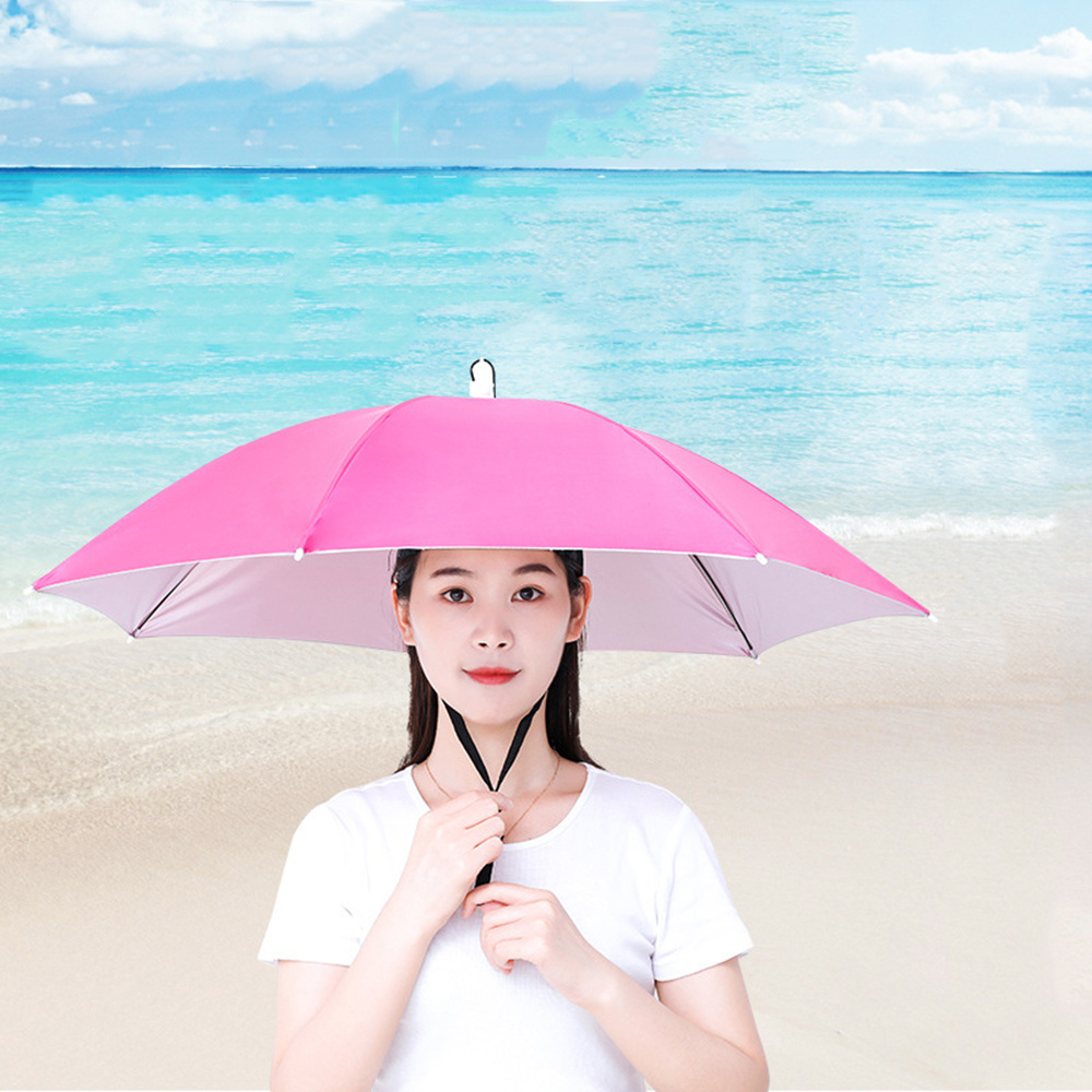 69 cm head Umbrella Hat Headwear Umbrella for Fishing Hiking Beach Camping Head Hats outdoor sun-proof custom logo