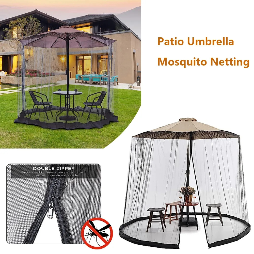 Large Umbrella Mosquito Bug Net Parasol Outdoor Patio Lawn Garden Camping  Polyester Sunshade Awning Cover Without Insects